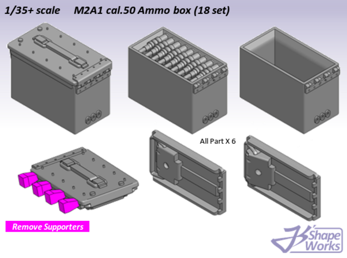 1/35+ M2A1 cal.50 Ammo box (18 set) 3d printed