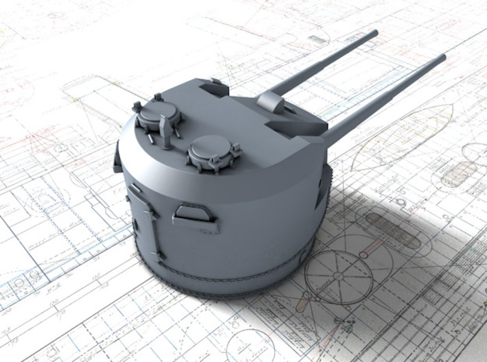 1/200 Dual Purpose 5.25 Inch Guns 1943 x8 3d printed 3d render showing product detail
