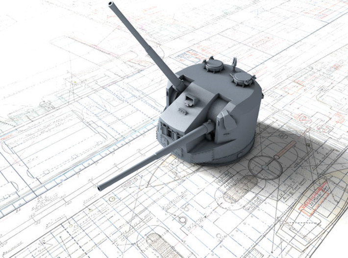 1/400 Dual Purpose 5.25 Inch Guns 1943 x8 3d printed 3d render showing product detail
