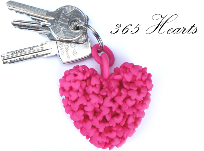 365 Hearts Key Ring 3d printed