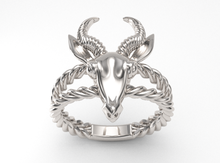Antelope Head Ring 3d printed