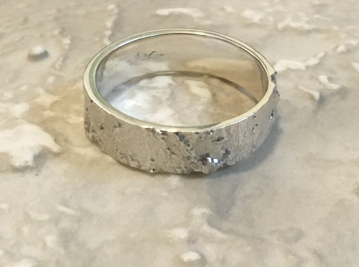 Lunar Landing Site Male (Thick) Moon Ring - Silver 3d printed 