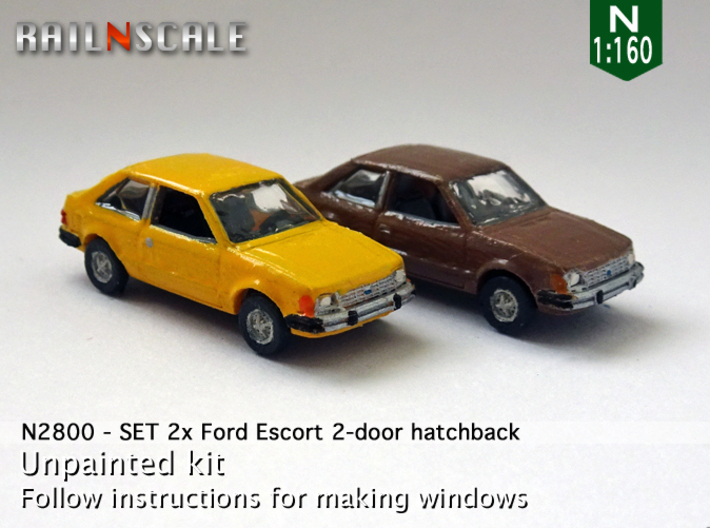 SET 2x Ford Escort 2-door hatchback (US) (N 1:160) 3d printed