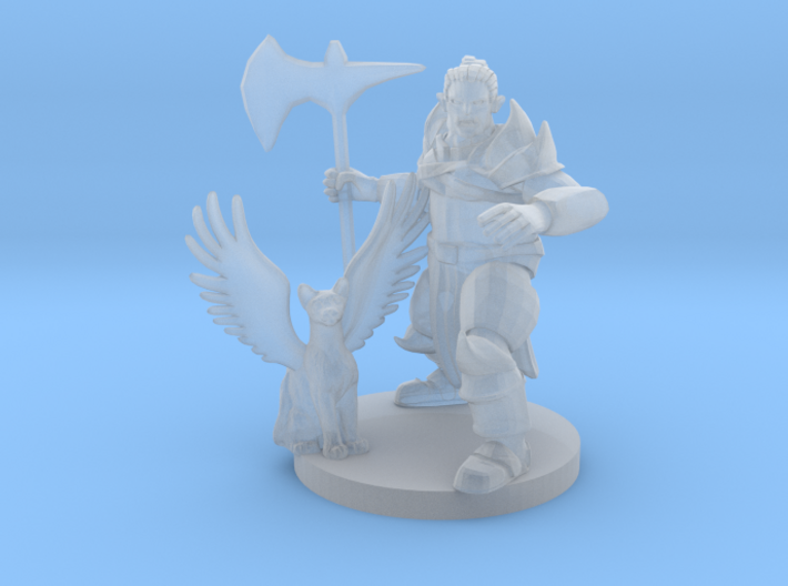 Half Orc Knight with Flying Kitty 3d printed