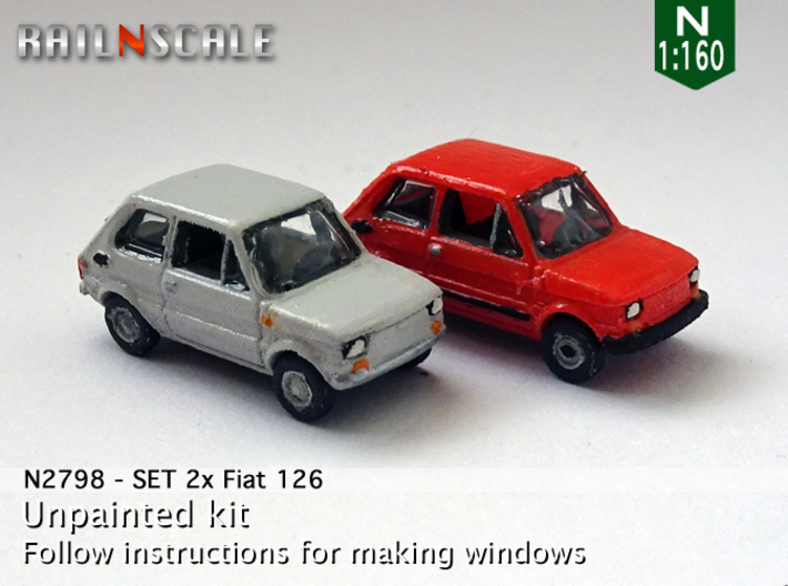 SET 2x Fiat 126 (N 1:160) 3d printed