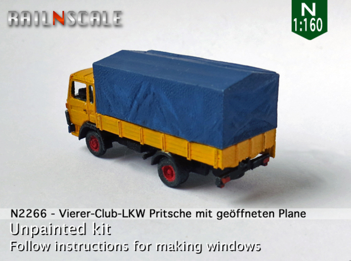Vierer-Club-LKW Pritsche mit geöffneten Plane (N) 3d printed