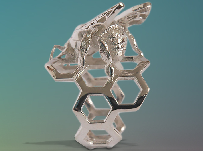Western Honey Bee Ring 3d printed Featured Image: Premium Silver