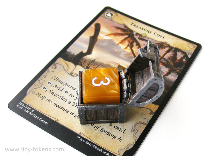Double MTG Treasure Chest Token (16 mm dice chest) 3d printed An example of a painted chest (single d6 model)