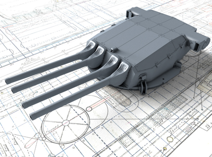 1/350 Strasbourg 330 mm/50 (13") Guns w.Blast Bags 3d printed 3d render showing Turret I detail