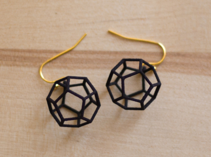 Dodecahedron Earrings 3d printed