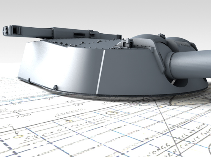 1/450 HMS Vanguard MKI* 15" Guns 3d printed 3d render showing X Turret detail