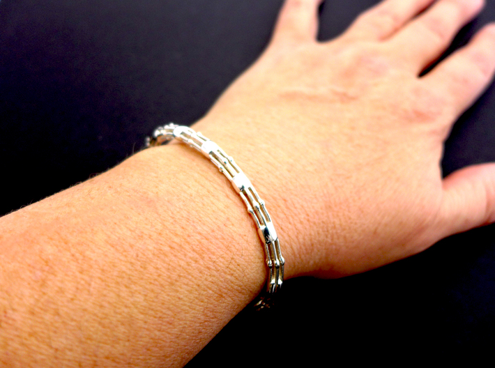 Skeletonema Diatom Bracelet  3d printed Skeletonema bracelet in polished silver