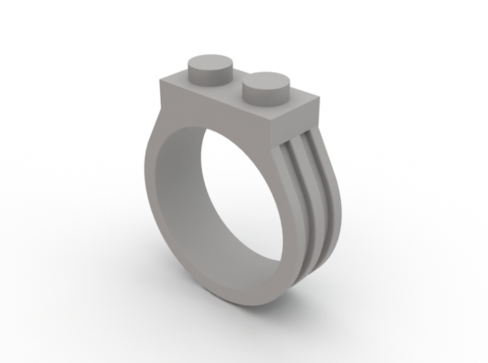 Brick Ring-2 Stud, Size 10 3d printed