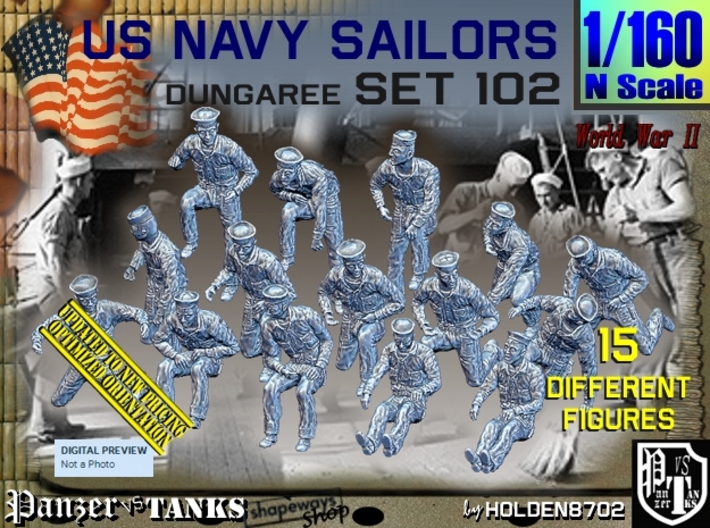 1/160 USN Dungaree Set 102 3d printed