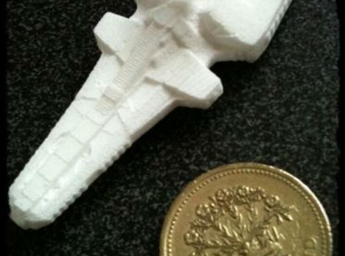 Wandering Scorpion 3d printed WSF ship shown with GBP for scale.