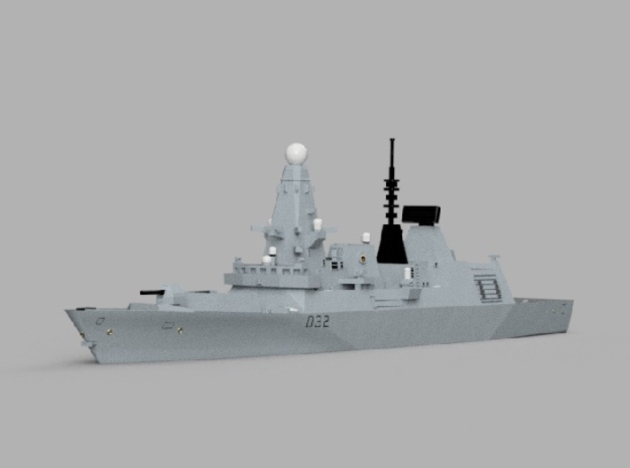 1/1250 HMS Daring 3d printed Computer software render.The actual model is not full color. 
