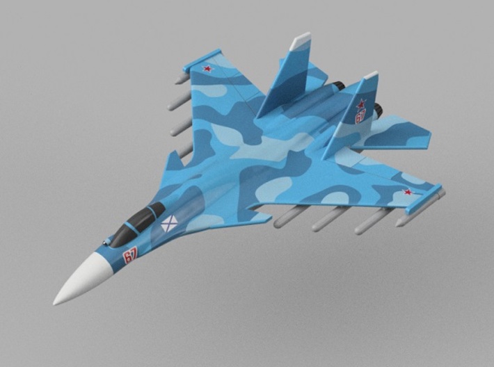 1/1800 Russian Navy aircraft set No.1 3d printed Su-33.Computer software render.The actual model is not full color. Not exactly same for 1/1800 model. 