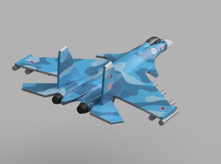 1/1800 Russian Navy aircraft set No.1 3d printed Su-33.Computer software render.The actual model is not full color. Not exactly same for 1/1800 model. 