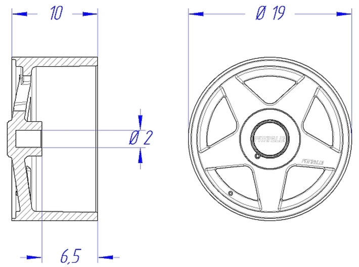 1/24 Rim Set 18" OZ Fittipaldi 3d printed Dimensions