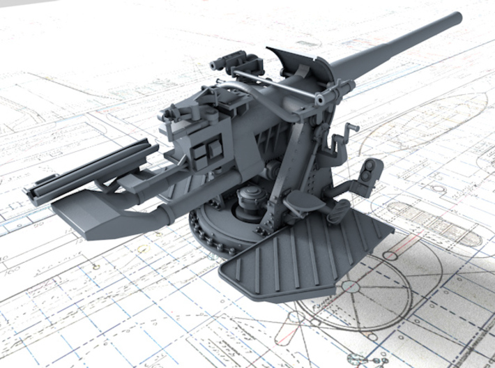 1/144 4.7"/45 (12cm) QF Mark IX CPXVII Guns x4 3d printed 3d render showing product detail