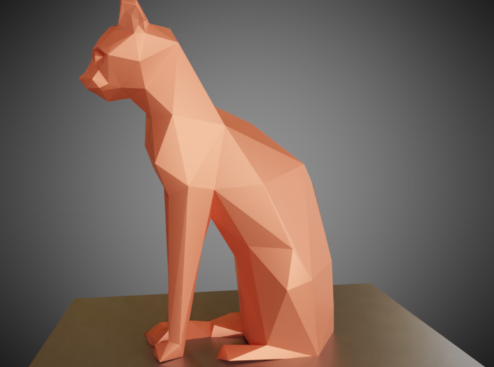 Sitting cat low poly 3d printed 