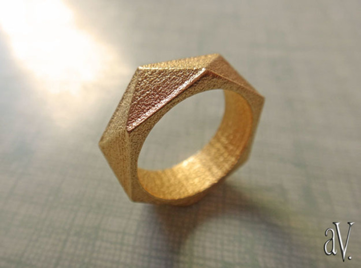 Faceted6 Sided Ring 3d printed 