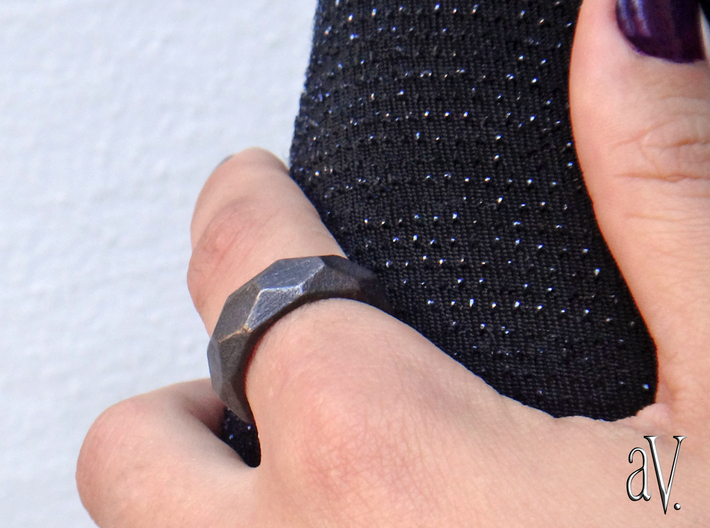 Diamond Faceted Ring 3d printed 
