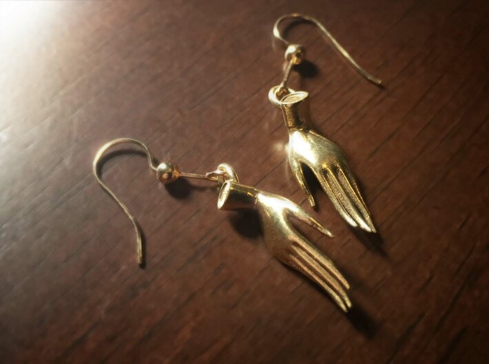 Varada Mudra Earrings  3d printed Raw Brass (Hooks not included)