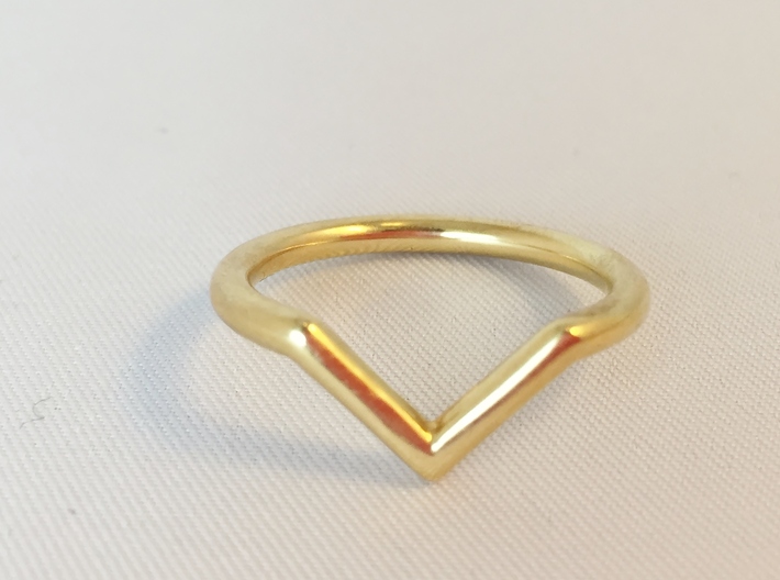 V Ring 3d printed Polished Brass &quot;V&quot; ring - Front View