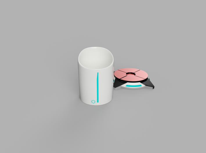 Portal ® Coffee Cup Stand - Portal 2 button 3d printed Cup Stand & Cup front view