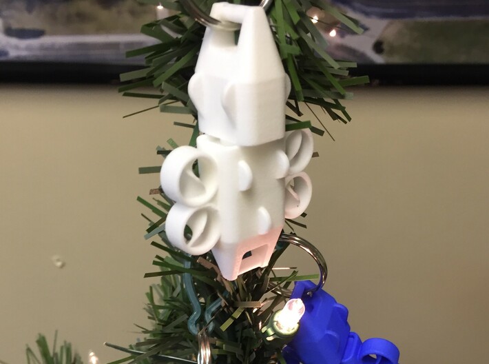 Keychain Ducted Fan Quadcopter 3d printed White Keychain being used as a Christmas tree ornament. Key ring does not come with product.