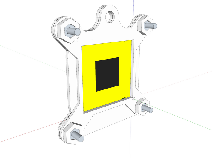 Socket LGA 775 Bauble Single - (repaired) 3d printed Rear of the assembly; yellow area represents contact pads, black area is where IC Components are located.