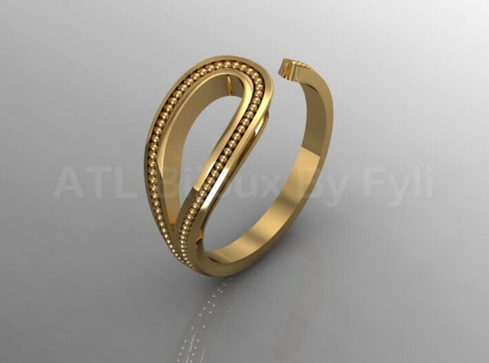 Beaded Loop Ring with Open Shank 3d printed Gold