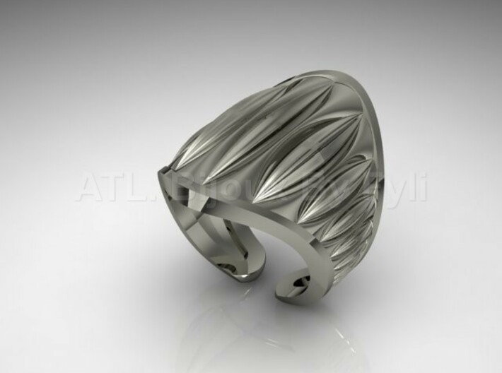 Cocoa Pod Ring – Size 5 - 8 3d printed White Gold
