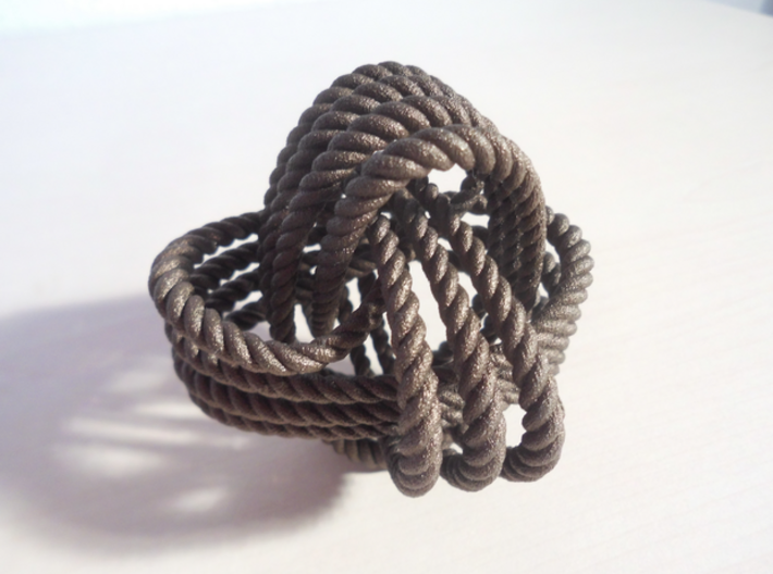 Monkey's fist knot (Rope) 3d printed Polished Bronze Steel, Medium