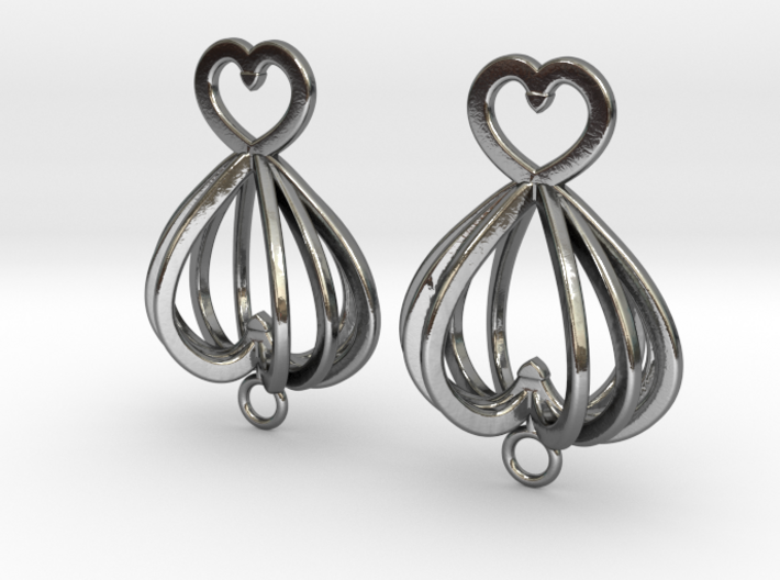 Open Heart Earrings in Precious Metals 3d printed