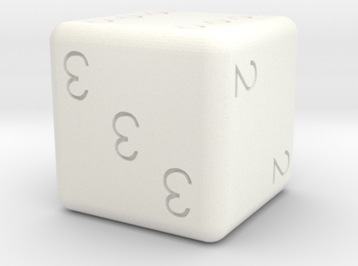 Numberal dice 3d printed White