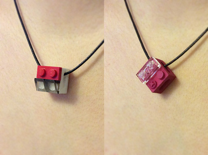 bX Necklace (2x2) 3d printed White Strong & Flexible Polished (String and Lego pieces not included)
