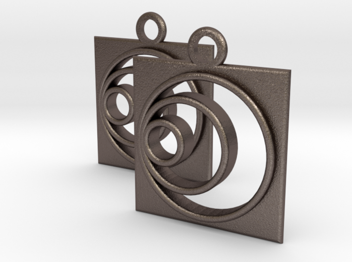 square circle spiral earrings 3d printed
