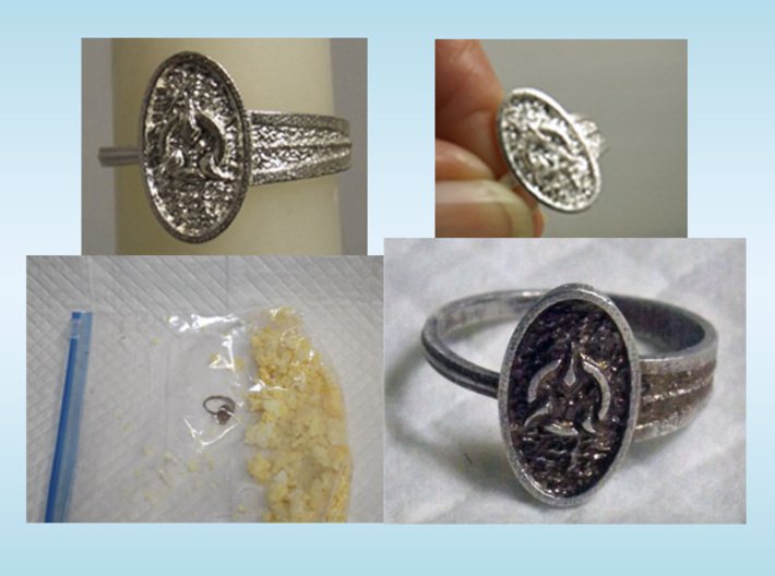 Archway Ring 3d printed (click text for more) Non-chemical process to add patina! Hard Boiled egg in a zip bag, add the ring & watch the color change. Finish by polishing as desired.