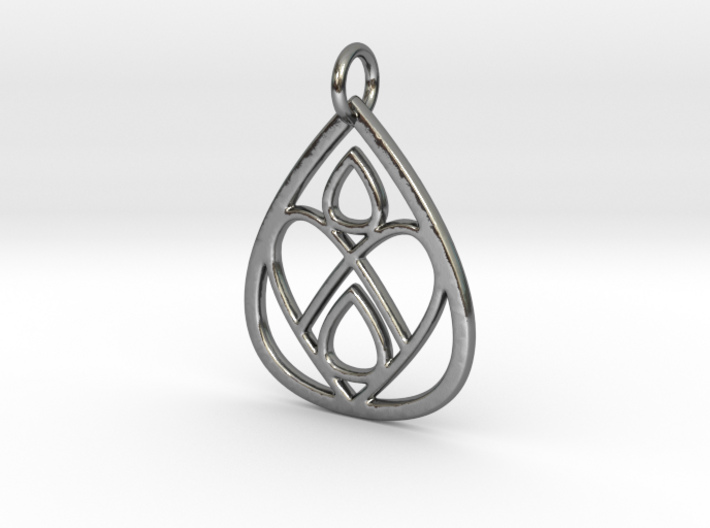 Mama's Milk Drop Pendant; Drops of Love 3d printed Polished Silver