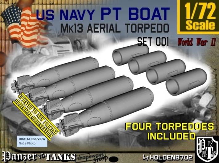 1/72 Torpedo Mk13 For PT Boat Set001 3d printed