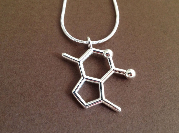 catnip molecule pendant 3d printed catnip pendant in polished silver, chain not included