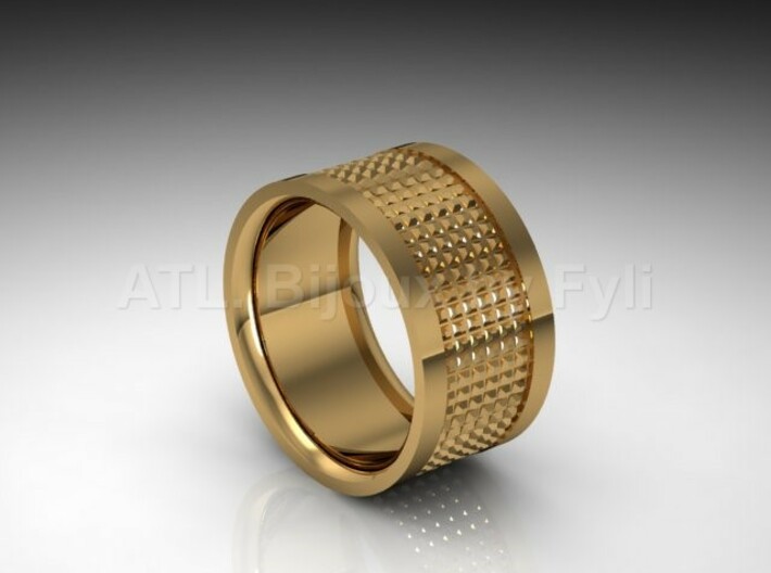 Repeating Texture Band with Carved Pyramids 3d printed Gold