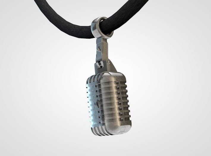very detailed retro Microphone Pendant 3d printed microphone pendant2