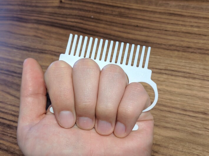Brass Knuckle Comb/Beard Comb (outward teeth) 3d printed 