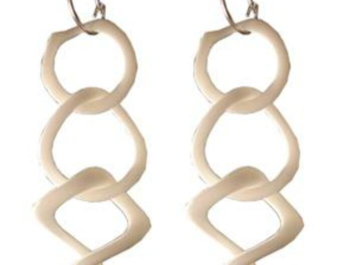 Tumbling loops earrings 3d printed In WSF Polished. They come with sterling silver ear hoops.