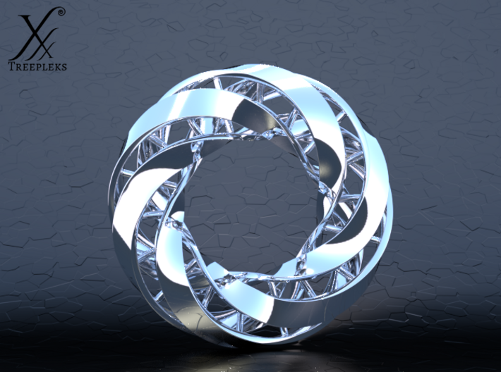 Double DNA trefoil, Cycle of life 3d printed Premium silver
