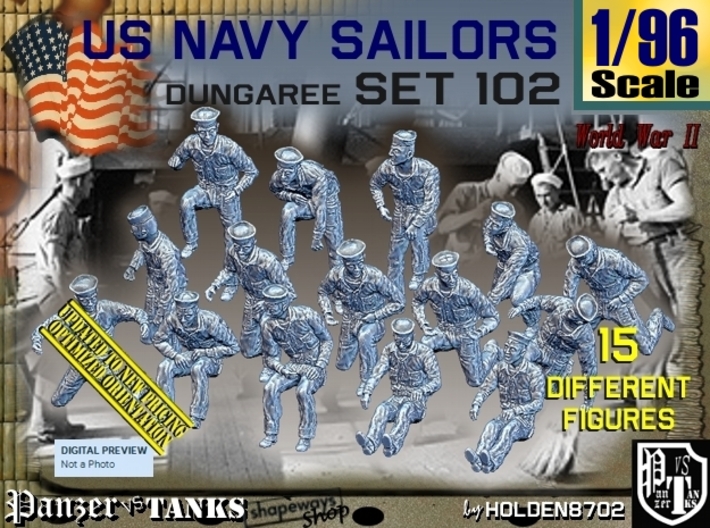 1/96 USN Dungaree Set 102 3d printed