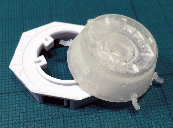 Bandai Falcon Docking Rings 1/144 #1, Blast Damage 3d printed Saw off the Bandai cylinders to fit these cones